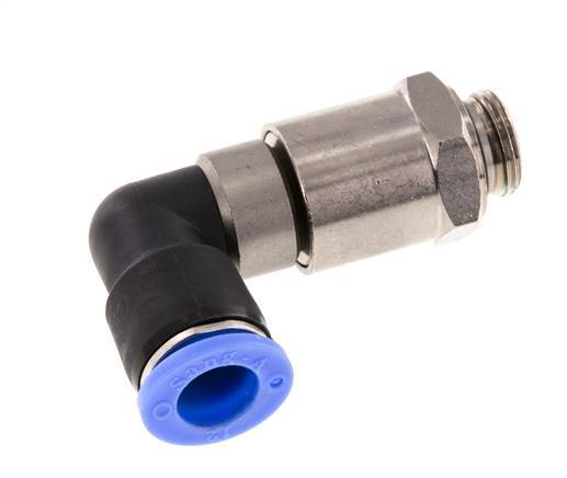 Coude 12mm & G3/8'' Joint rapide pivotant Filetages mâle Push-In Laiton nickele/PBT NBR Rotatif