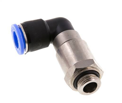 Coude 12mm & G3/8'' Joint rapide pivotant Filetages mâle Push-In Laiton nickele/PBT NBR Rotatif