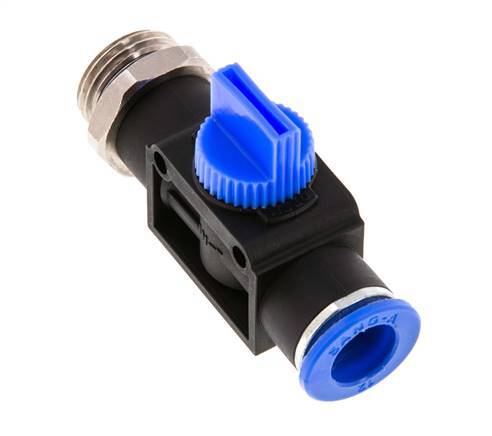 Vanne manuelle d'arrêt à 3/2 voies 12 mm - G1/2'' plastique/laiton Ventilation côté tube