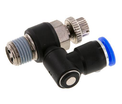 Silencieux de contrôle d'écoulement Sortie de compteur rotative 8 mm - R1/4'' Laiton/PA 66