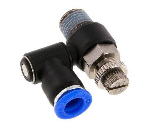 Silencieux de contrôle d'écoulement Sortie de compteur rotative 8 mm - R1/4'' Laiton/PA 66