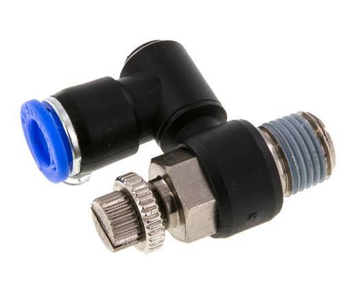 Silencieux de contrôle d'écoulement Sortie de compteur rotative 8 mm - R1/4'' Laiton/PA 66