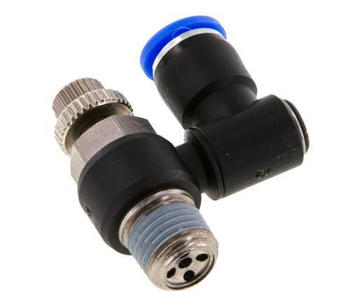 Silencieux de contrôle d'écoulement Sortie de compteur rotative 8 mm - R1/4'' Laiton/PA 66
