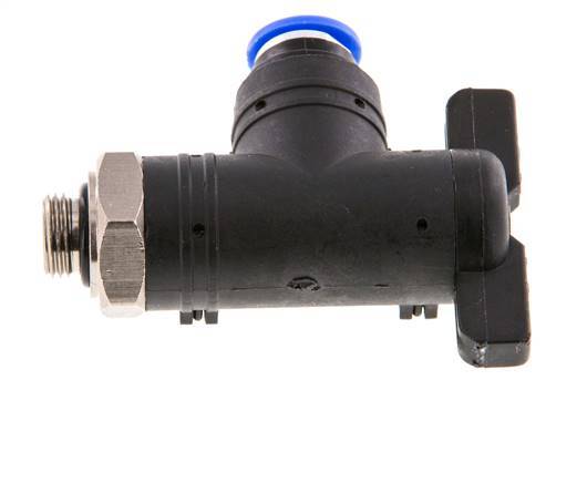 Vanne à bille coudée à 2 voies 6 mm - G1/8'' plastique/laiton