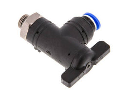 Vanne à bille coudée à 2 voies 6 mm - G1/8'' plastique/laiton
