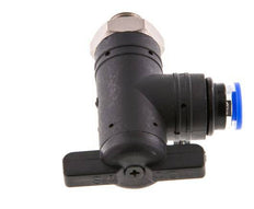 Vanne à bille coudée à 2 voies 6 mm - G1/8'' plastique/laiton