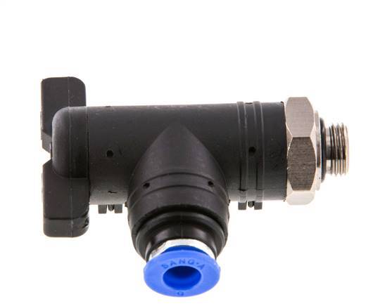 Vanne à bille coudée à 2 voies 6 mm - G1/8'' plastique/laiton