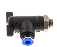 Vanne à bille coudée à 2 voies 6 mm - G1/8'' plastique/laiton