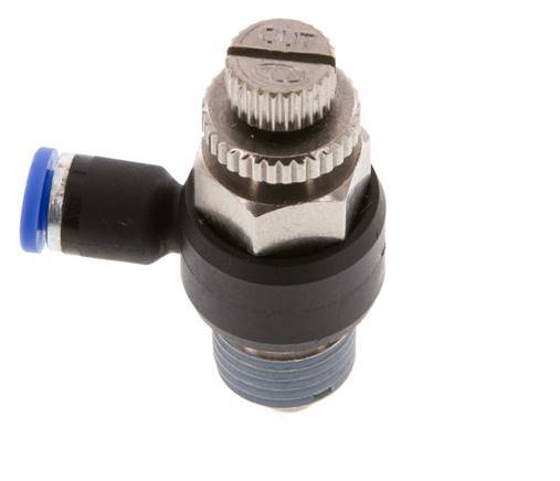 Coude de sortie de compteur du silencieux Flow Control 4 mm - R1/4'' Brass/PA 66
