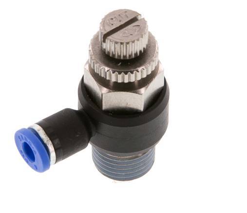 Coude de sortie de compteur du silencieux Flow Control 4 mm - R1/4'' Brass/PA 66