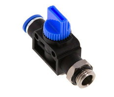 Vanne manuelle d'arrêt à 3/2 voies 8 mm - G1/4'' plastique/laiton Filetage côté ventilation