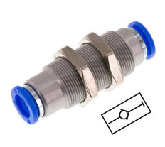 Push-In Fitting 12mm Auto Shut-Off Brass/PBT Bulkhead 0-10bar (0-145psi)
