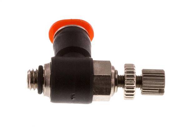 Flow Control Silencer Meter-In Elbow 4 mm - M5 Brass/PBT