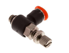 Coude d'entrée du silencieux Flow Control 4 mm - M5 laiton/PBT