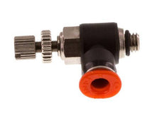 Coude d'entrée du silencieux Flow Control 4 mm - M5 laiton/PBT