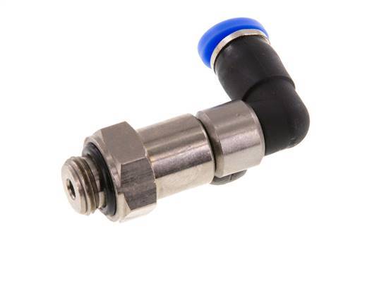 Coude 4mm & G1/8'' Joint rapide pivotant Filets mâles Push-In Laiton nickele/PBT NBR Rotatif