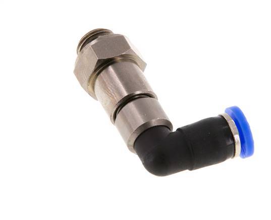 Coude 4mm & G1/8'' Joint rapide pivotant Filets mâles Push-In Laiton nickele/PBT NBR Rotatif
