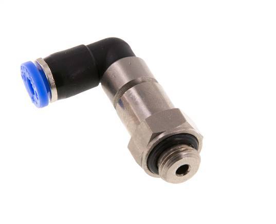 Coude 4mm & G1/8'' Joint rapide pivotant Filets mâles Push-In Laiton nickele/PBT NBR Rotatif