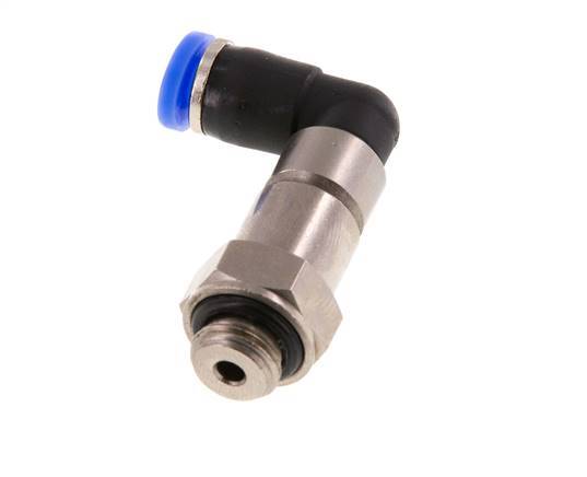 Coude 4mm & G1/8'' Joint rapide pivotant Filets mâles Push-In Laiton nickele/PBT NBR Rotatif