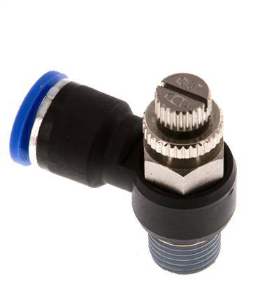 Coude de sortie du compteur du silencieux Flow Control 10 mm - R1/4'' Brass/PA 66