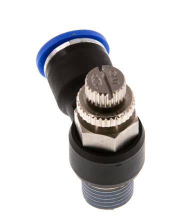 Coude de sortie du compteur du silencieux Flow Control 10 mm - R1/4'' Brass/PA 66