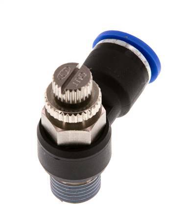 Coude de sortie du compteur du silencieux Flow Control 10 mm - R1/4'' Brass/PA 66