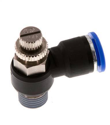 Coude de sortie du compteur du silencieux Flow Control 10 mm - R1/4'' Brass/PA 66