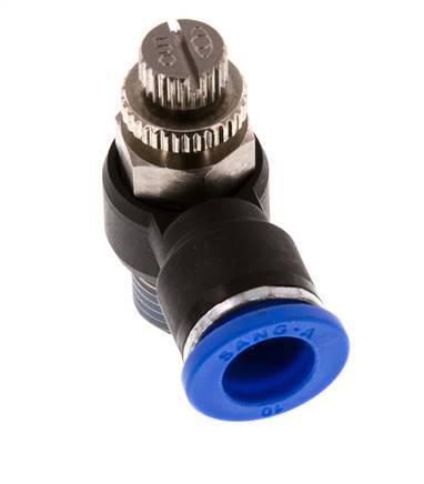 Coude de sortie du compteur du silencieux Flow Control 10 mm - R1/4'' Brass/PA 66
