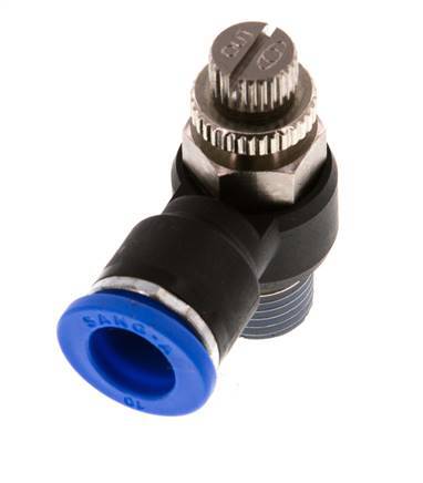 Coude de sortie du compteur du silencieux Flow Control 10 mm - R1/4'' Brass/PA 66