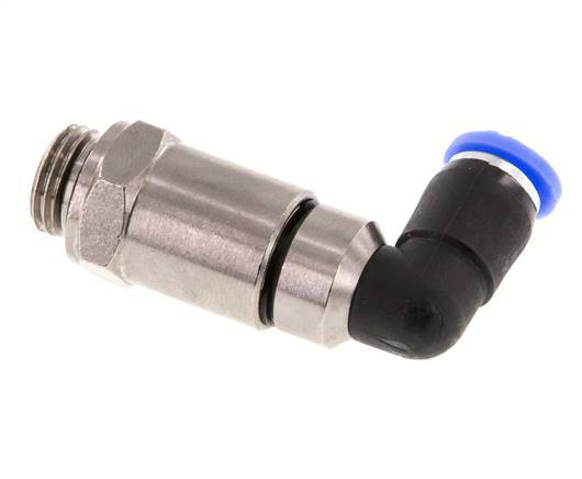 coude 6mm & G1/4'' Joint rapide pivotant Filets mâles à enfoncer Laiton nickele/PBT NBR Rotatif