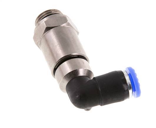 coude 6mm & G1/4'' Joint rapide pivotant Filets mâles à enfoncer Laiton nickele/PBT NBR Rotatif