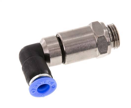 coude 6mm & G1/4'' Joint rapide pivotant Filets mâles à enfoncer Laiton nickele/PBT NBR Rotatif