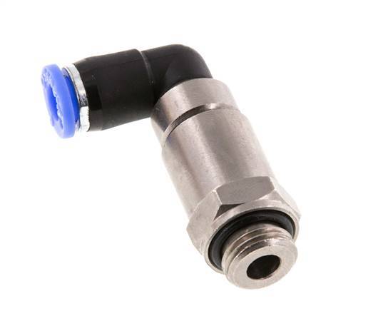 coude 6mm & G1/4'' Joint rapide pivotant Filets mâles à enfoncer Laiton nickele/PBT NBR Rotatif