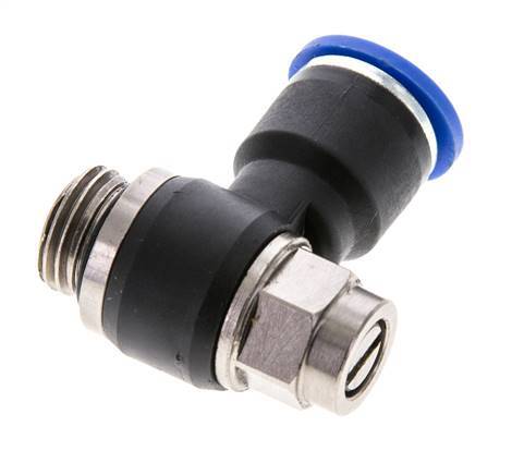 Coude de sortie du compteur du silencieux de contrôle du débit 10 mm - G1/4'' Laiton/PA 66 Vis à fente