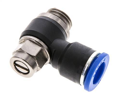 Coude de sortie du compteur du silencieux de contrôle du débit 10 mm - G1/4'' Laiton/PA 66 Vis à fente
