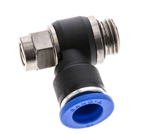 Coude de sortie du compteur du silencieux de contrôle du débit 10 mm - G1/4'' Laiton/PA 66 Vis à fente