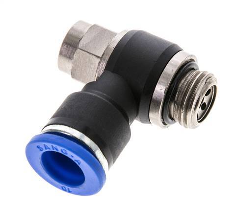 Coude de sortie du compteur du silencieux de contrôle du débit 10 mm - G1/4'' Laiton/PA 66 Vis à fente