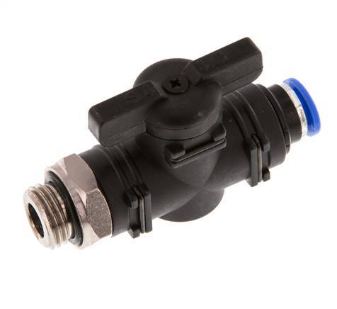 vanne à boule droite à 2 voies 6 mm - G1/4'' plastique/laiton