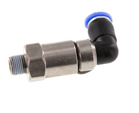 coude 6mm & R1/8'' Joint rapide pivotant Filets mâles Push-In Laiton nickele/PBT NBR Rotatif