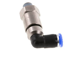 coude 6mm & R1/8'' Joint rapide pivotant Filets mâles Push-In Laiton nickele/PBT NBR Rotatif