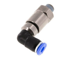 coude 6mm & R1/8'' Joint rapide pivotant Filets mâles Push-In Laiton nickele/PBT NBR Rotatif