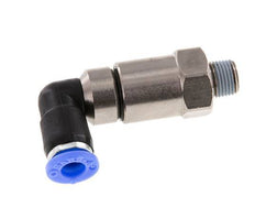 coude 6mm & R1/8'' Joint rapide pivotant Filets mâles Push-In Laiton nickele/PBT NBR Rotatif