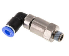 coude 6mm & R1/8'' Joint rapide pivotant Filets mâles Push-In Laiton nickele/PBT NBR Rotatif