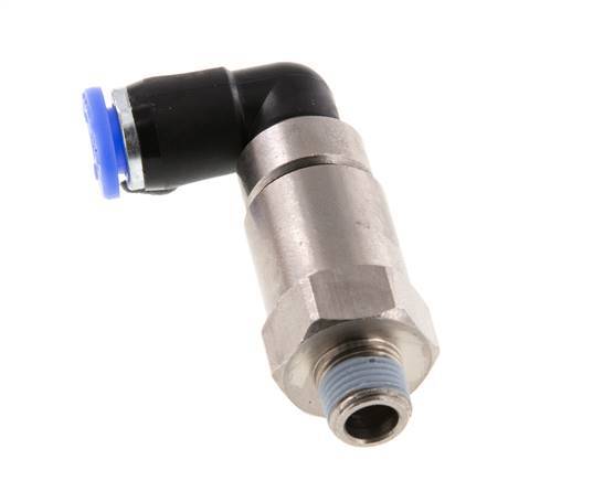 coude 6mm & R1/8'' Joint rapide pivotant Filets mâles Push-In Laiton nickele/PBT NBR Rotatif