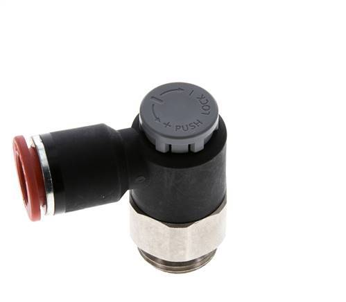 Vanne de régulation de débit Coude d'entrée 12 mm - G1/2'' Laiton/ Contre-écrou PA 66