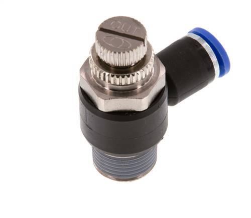 Coude de sortie de compteur du silencieux Flow Control 8 mm - R3/8'' laiton/PA 66