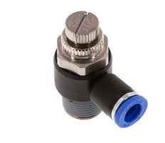 Coude de sortie de compteur du silencieux Flow Control 8 mm - R3/8'' laiton/PA 66