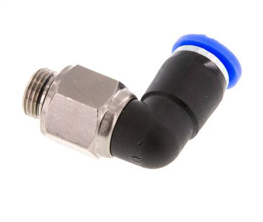 coude 6mm & G1/8'' Joint pivotant Filetages mâles Push-In Laiton nickele/PBT NBR Rotatif