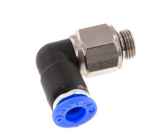coude 6mm & G1/8'' Joint pivotant Filetages mâles Push-In Laiton nickele/PBT NBR Rotatif
