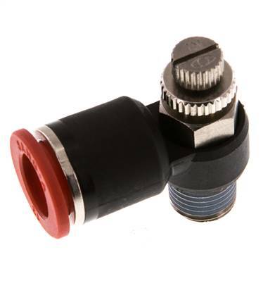 Coude d'entrée du silencieux Flow Control 12 mm - R1/4'' Brass/PA 66